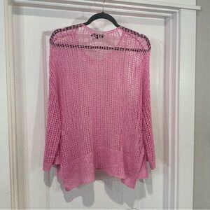 CHARLIE B Pink Mesh Sweater Size M
